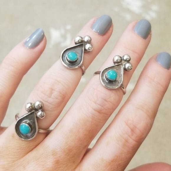 Estate Old Pawn Knuckle Layer Turquoise Ring - Picture 3 of 4